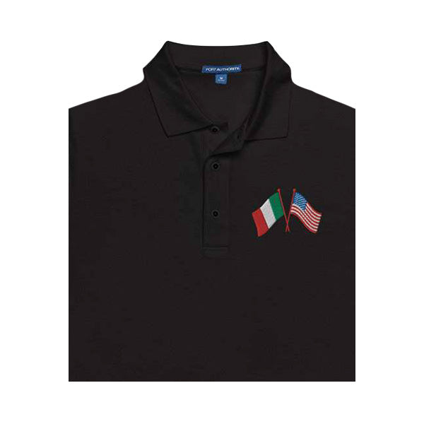 Italian American Cross Flag Embroidered Polo